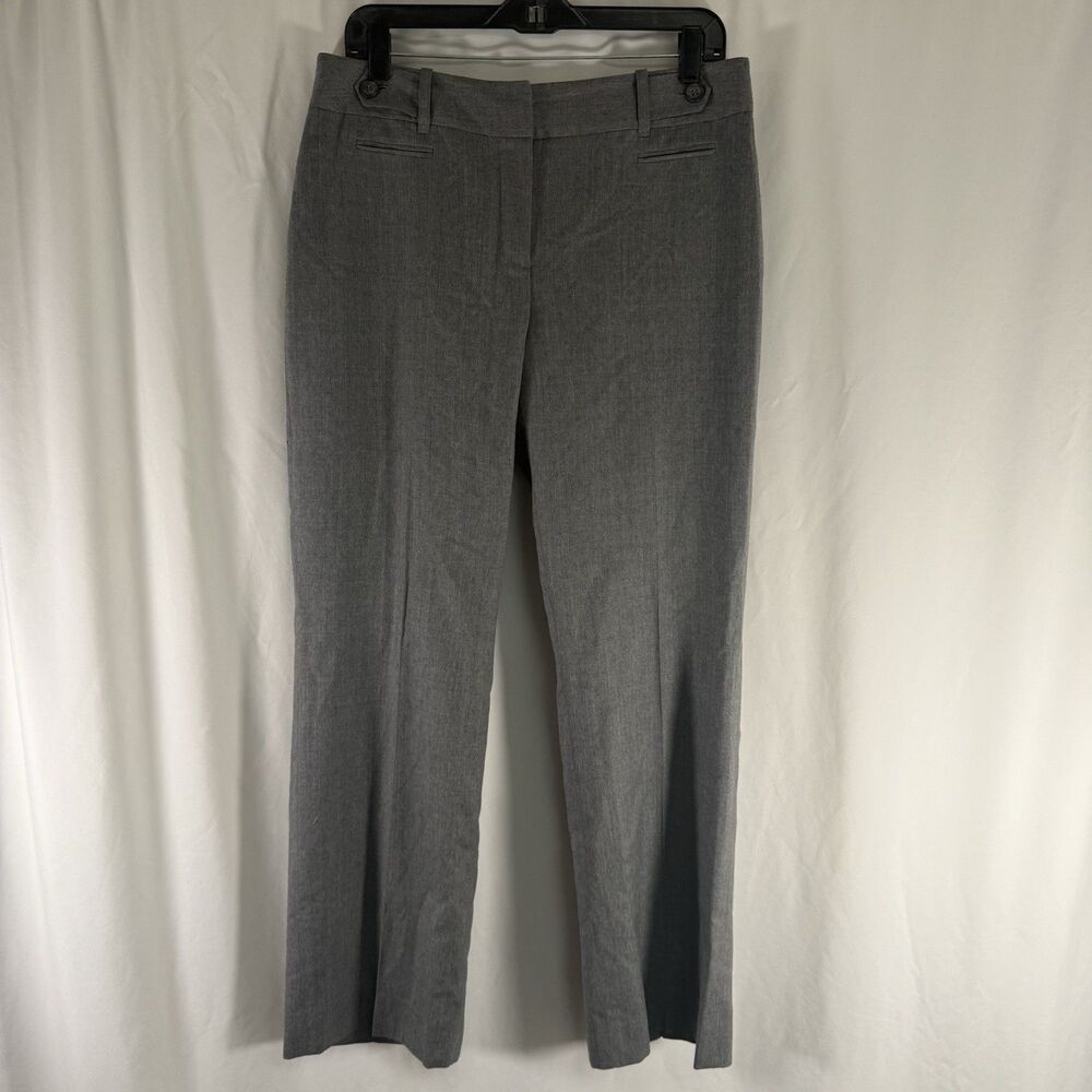 LOFT Wool Blend Julie Dress Pants Womens 10 Grey Flat Front Mid Rise Rear Pocket